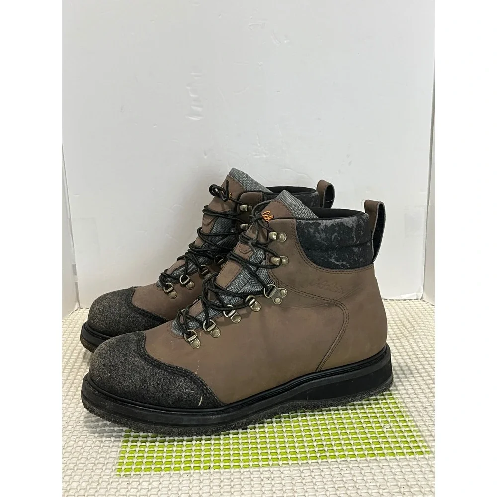 Cabelas Studded Felt Sole Wading Boots Men's 11 D Brown Fly Fishing 83-0820